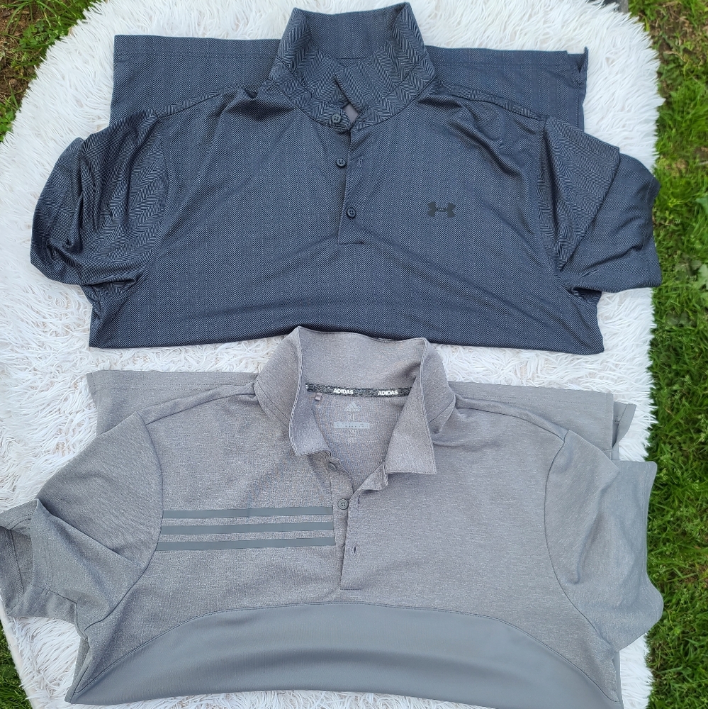 Under Armour and Adidas Gray Polo Shirts